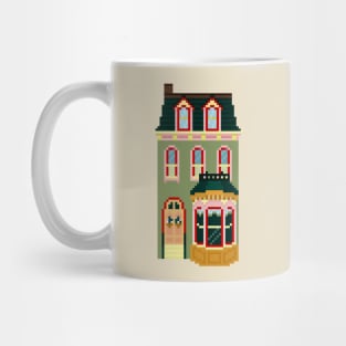 Festive Green House Pixel Art Mug